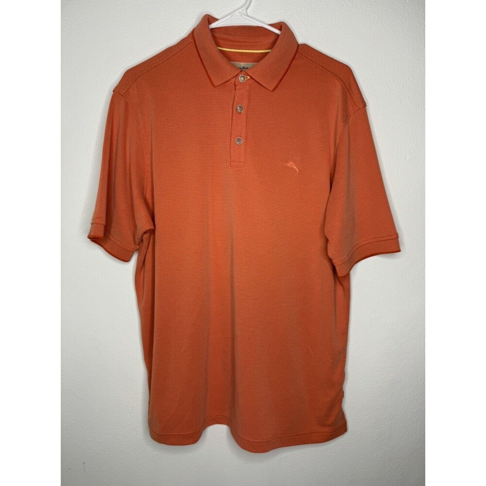 Tommy Bahama Polo Shirt Orange Short Sleeve Casual Adult Marlin Mens Size M
